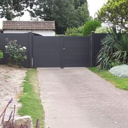 Puerta de entrada de jardín moderna de aluminio modelo de doble ala