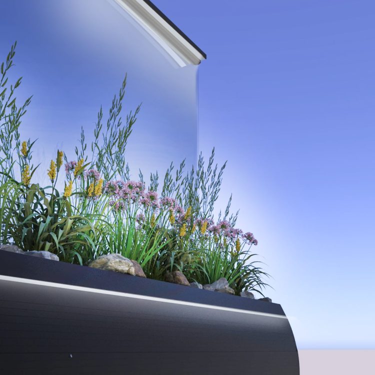 Vaso da fiori fisso in vetro frangivento a LED con ruote